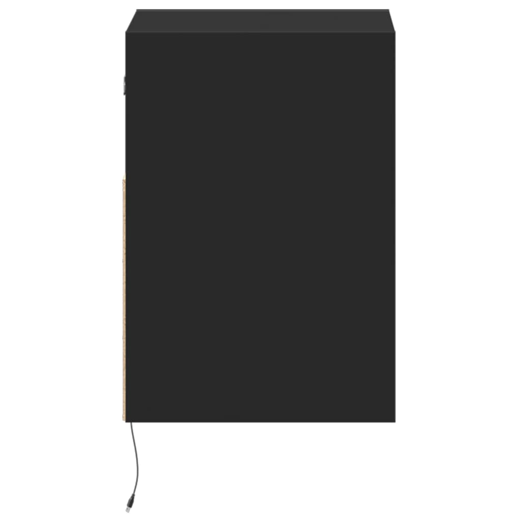 vidaXL Comodini a Parete con Luci LED 2 pz Neri
