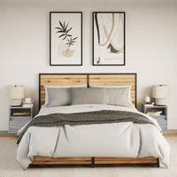 vidaXL Comodini a Parete con luci LED 2 pz Grigio Sonoma