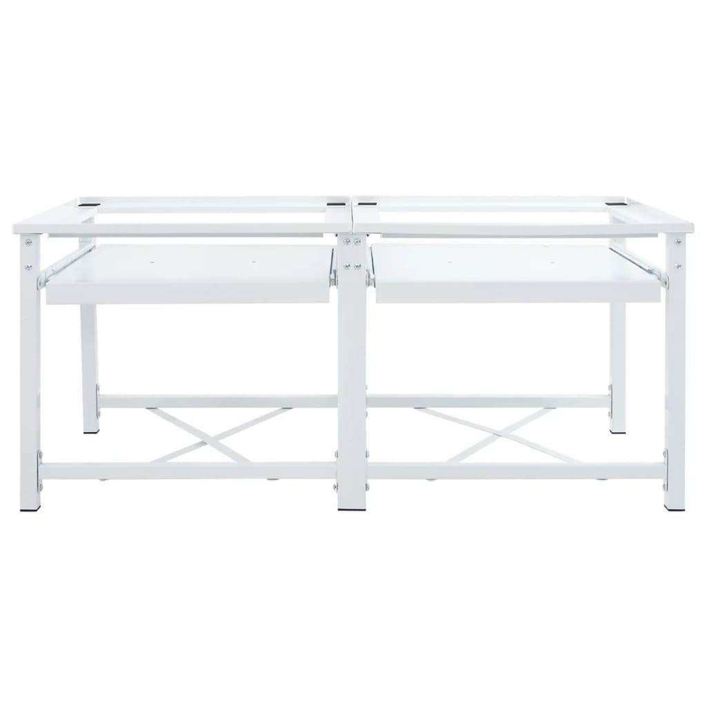 Piedistallo per Lavatrice Doppia con Ripiani Estraibili Bianco 4009871