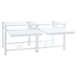 Piedistallo per Lavatrice Doppia con Ripiani Estraibili Bianco 4009871