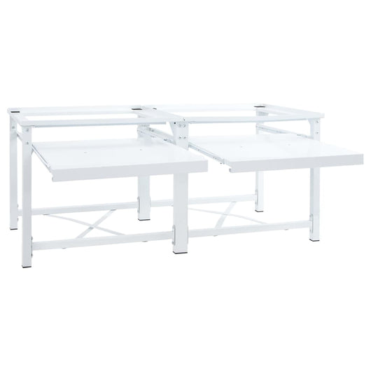 Piedistallo per Lavatrice Doppia con Ripiani Estraibili Bianco 4009871