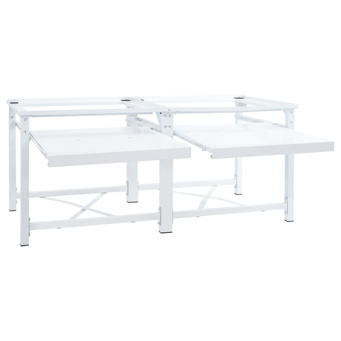 Piedistallo per Lavatrice Doppia con Ripiani Estraibili Bianco 4009871