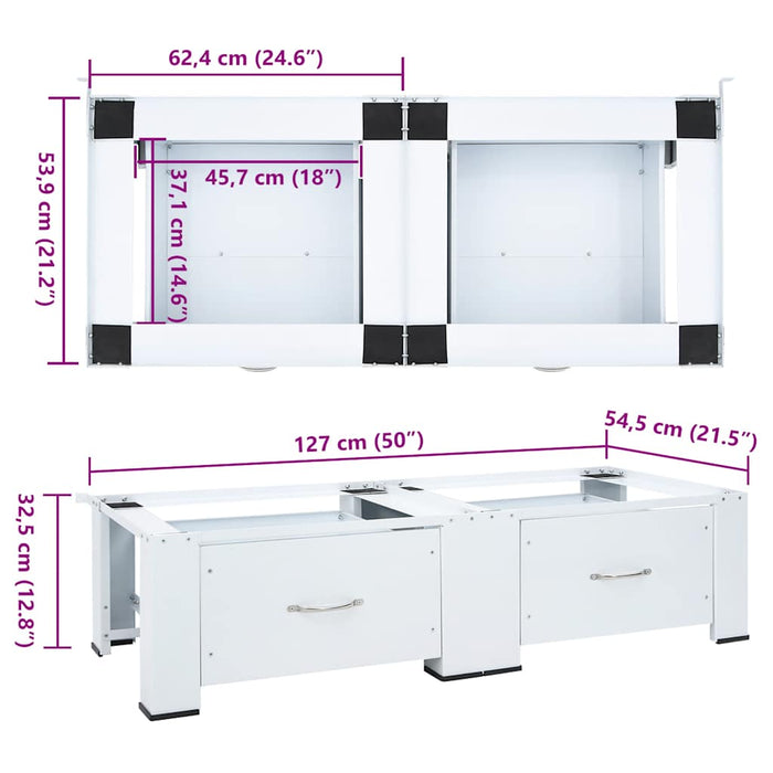 Mobiletto porta lavatrice doppio con cassetti bianco 4009869