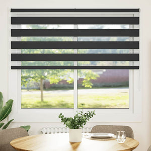 vidaXL Tenda a Rullo Zebra Nero Larghezza Tessuto 150,9 cm Poliestere