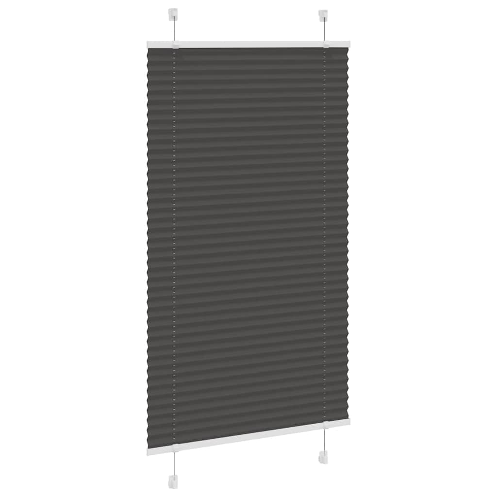 vidaXL Tenda Plissettata Nera 75x100 cm Larghezza Tessuto 74,4 cm