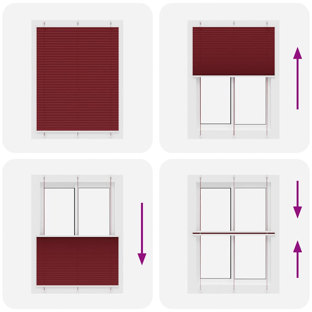 vidaXL Tenda Plissettata Rosso Bordeaux 105x150 cm Larghezza Tessuto