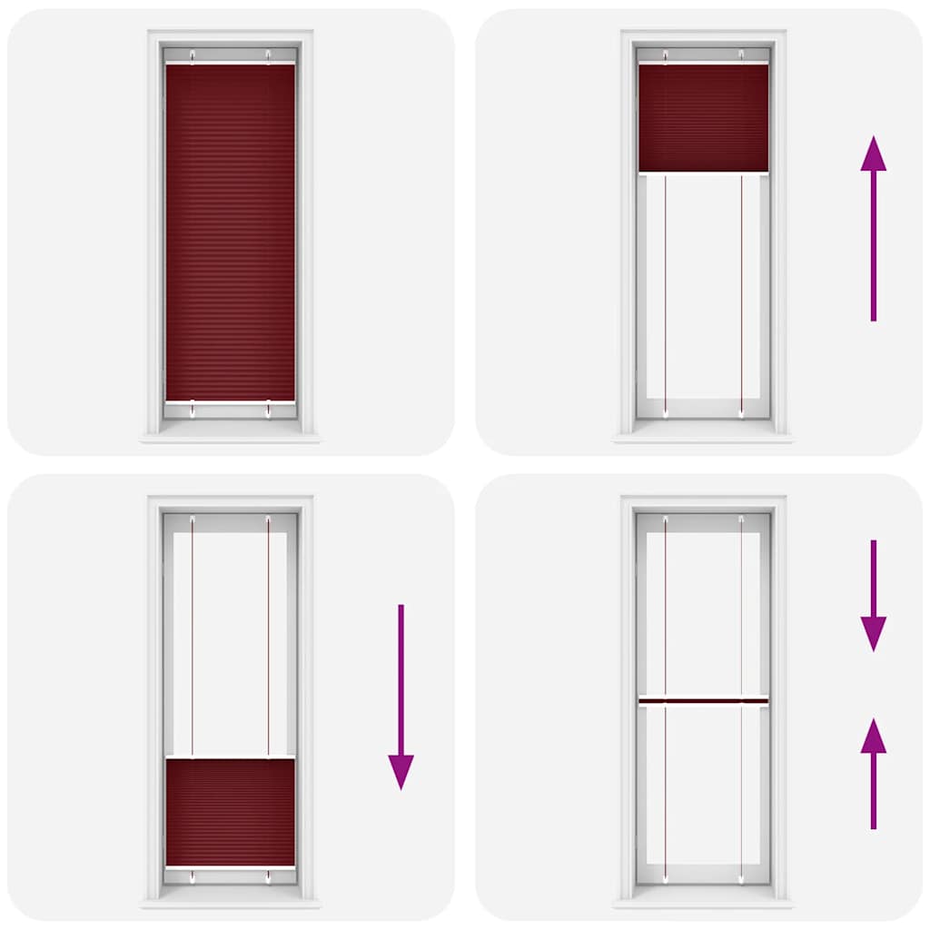 Tenda Plissettata Rosso Bordeaux 80x200 cm Larghezza Tessuto 4015258