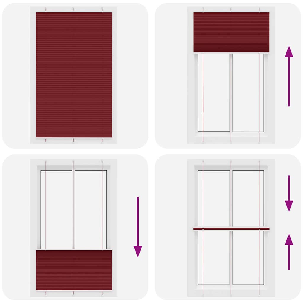 vidaXL Tenda Plissettata Rosso Bordeaux 115x200 cm Larghezza Tessuto