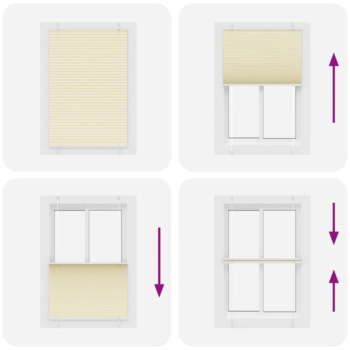 vidaXL Tenda Plissettata Crema 95x100 cm Larghezza Tessuto 94,4 cm