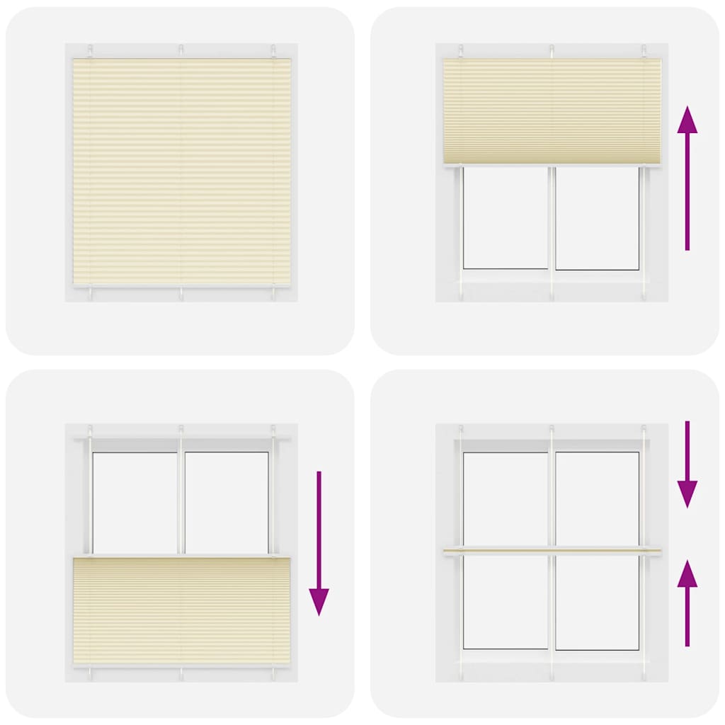 vidaXL Tenda Plissettata Crema 115x150 cm Larghezza Tessuto 114,4 cm