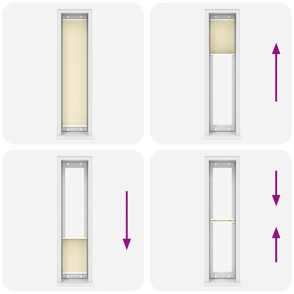 vidaXL Tenda Plissettata Crema 45x200 cm Larghezza Tessuto 44,4 cm