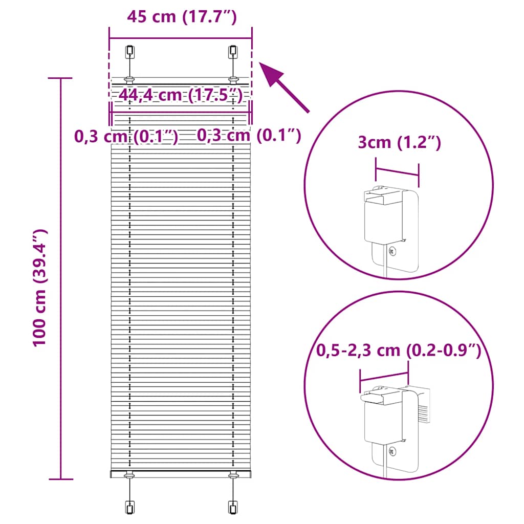Tenda Plissettata Verde petrolio 45x100 cm Larghezza Tessuto 4015370