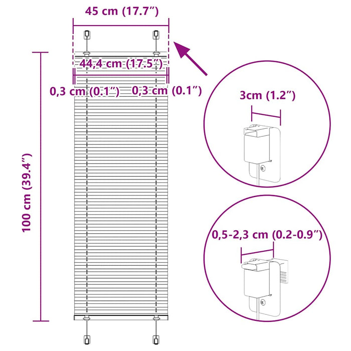 Tenda Plissettata Verde petrolio 45x100 cm Larghezza Tessuto 4015370
