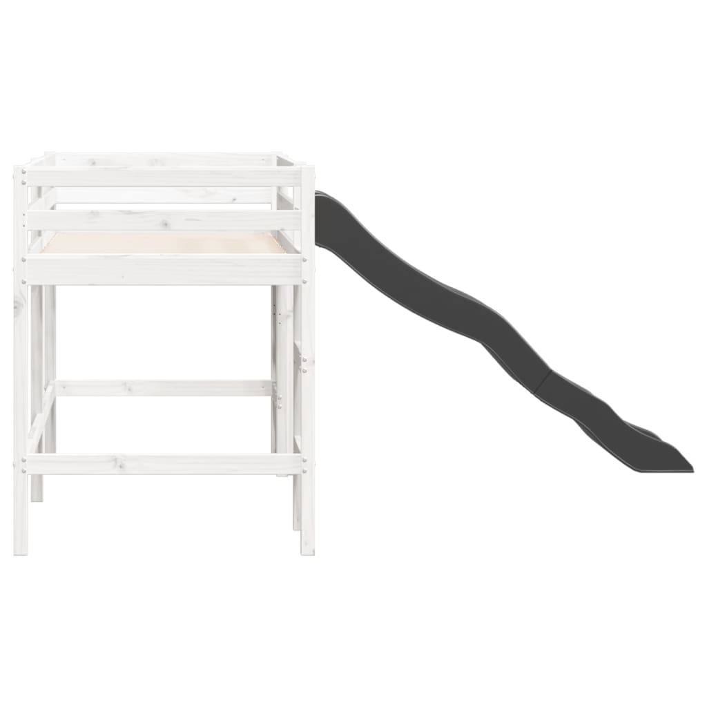 Letto a Soppalco senza Materasso Bambini Bianco 90x200cm Pino