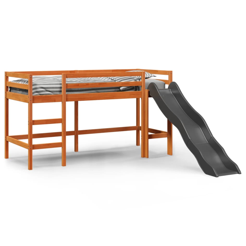 vidaXL Letto Soppalco senza Materasso Bambini Marrone Cera 90x190 Pino