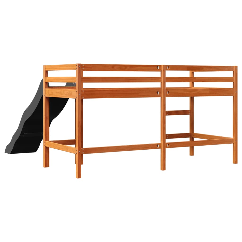 Letto Soppalco senza Materasso Bambini Marrone Cera 90x190 Pino 853436