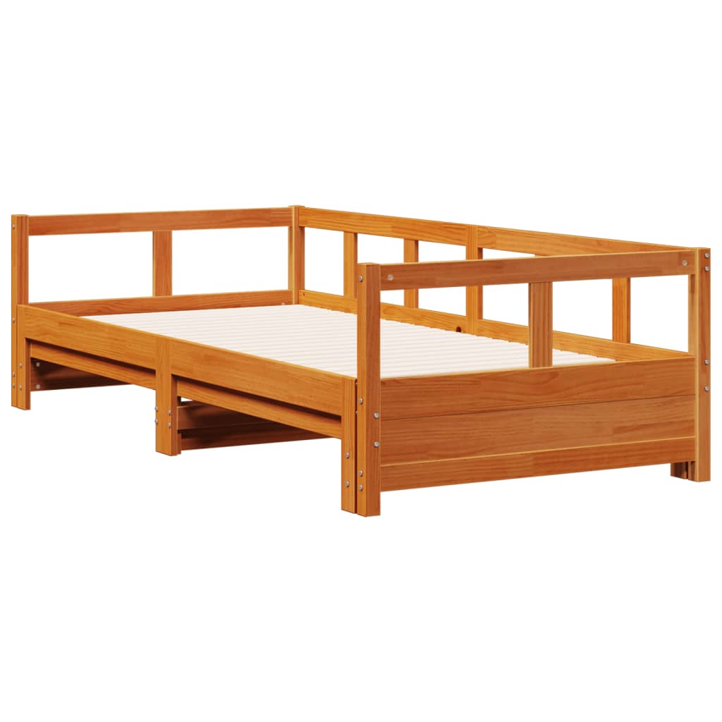 Dormeuse senza Materasso-Divano Letto-Struttura Letto Marrone Cera 80x200 cm Legno di Pino 154481