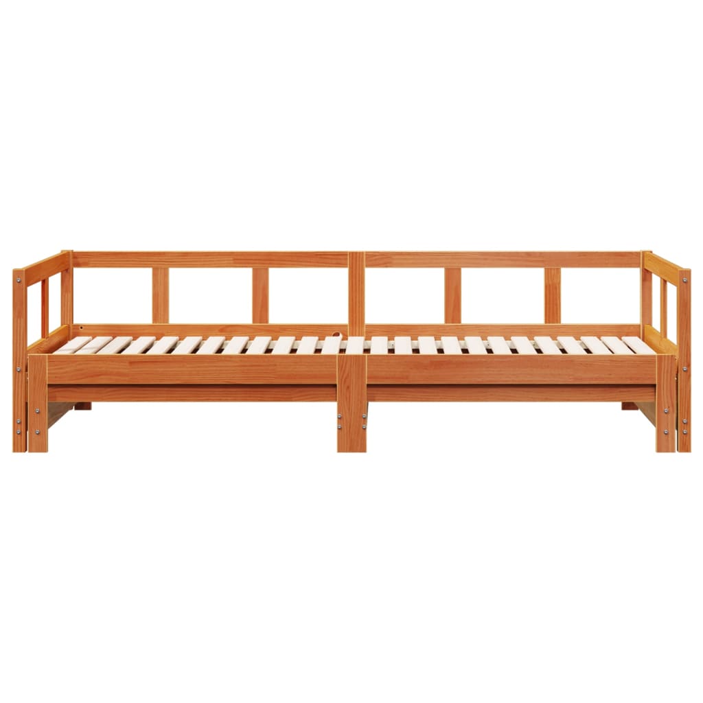 Dormeuse senza Materasso-Divano Letto-Struttura Letto Marrone Cera 90x200 cm Legno di Pino 109733