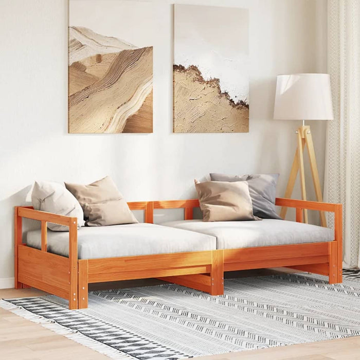 Dormeuse senza Materasso-Divano Letto-Struttura Letto Marrone Cera 90x200 cm Legno di Pino 109733