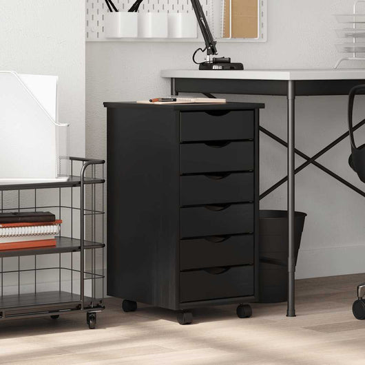 vidaXL Armadietto Rotante con Cassetti MOSS Nero Legno Massello Pino