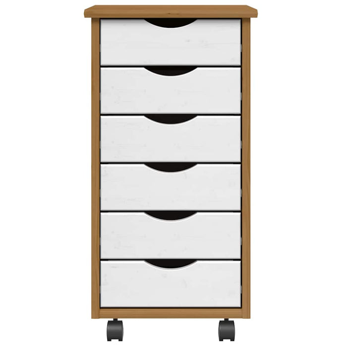 vidaXL Armadietto Rotante con Cassetti MOSS ambra Legno Massello Pino