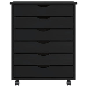 Armadietto Rotante con Cassetti MOSS Nero Legno Massello Pino