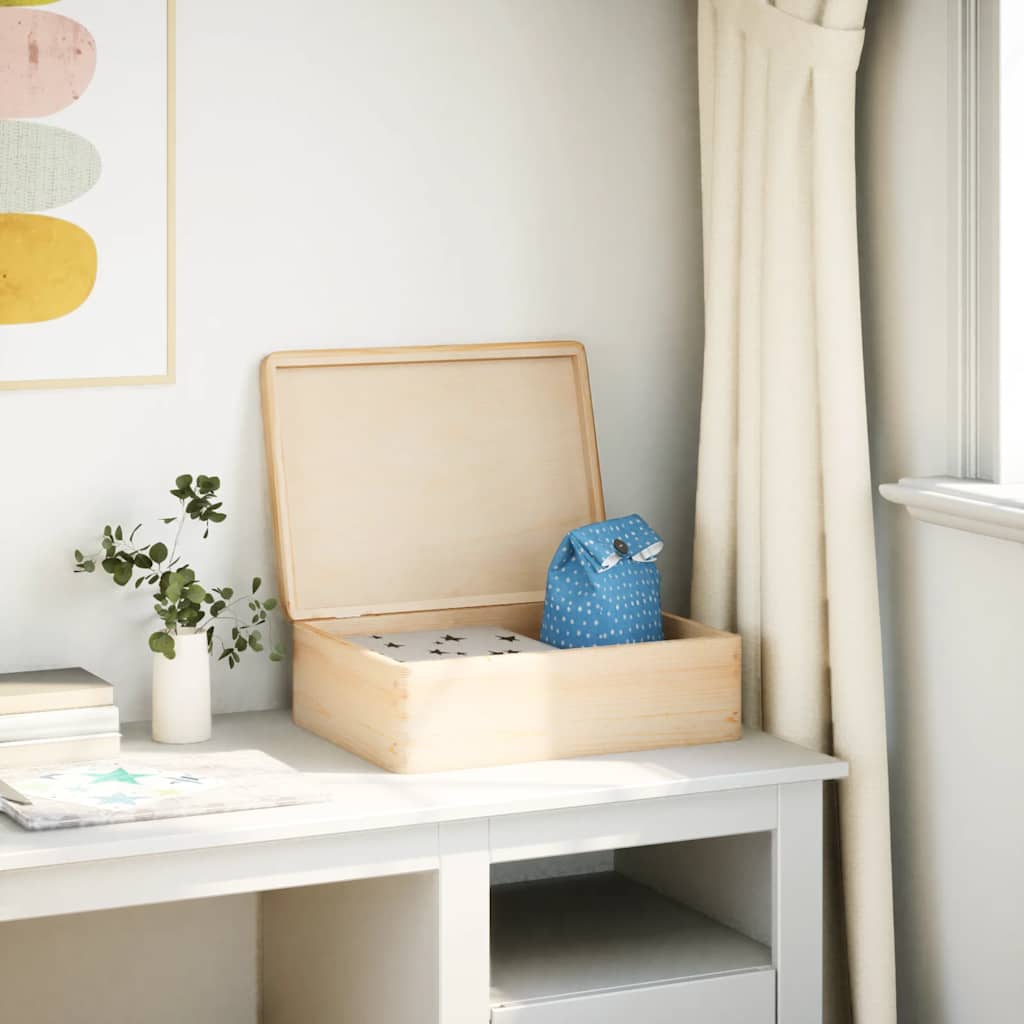 Scatola in Legno con Coperchio 40x30x13 cm Legno Massello Pino 4017389