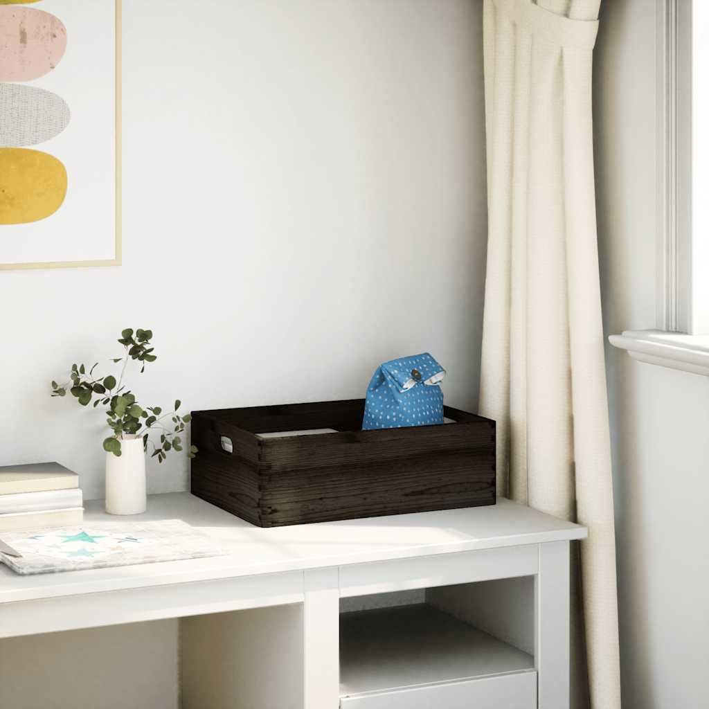 vidaXL Scatola in Legno con Manici Nera 40x30x13 cm in Legno di Pino