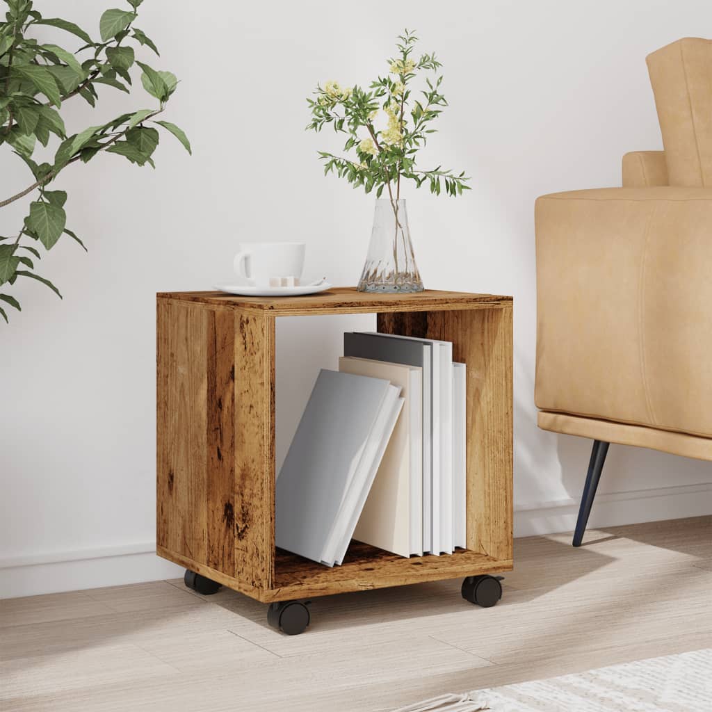 Mobiletto con Ruote Legno Antico 37x33x42,5 cm in Truciolato 853135
