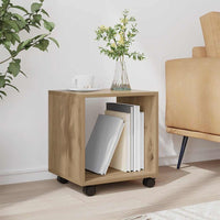 Mobiletto con Ruote Rovere Artigianale 37x33x42,5 cm Truciolato 853136