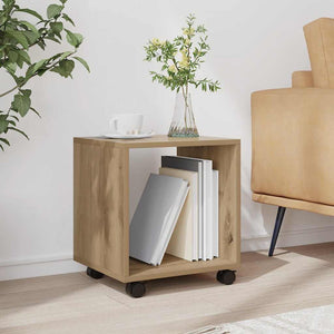 Mobiletto con Ruote Rovere Artigianale 37x33x42,5 cm Truciolato 853136