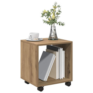 Mobiletto con Ruote Rovere Artigianale 37x33x42,5 cm Truciolato 853136