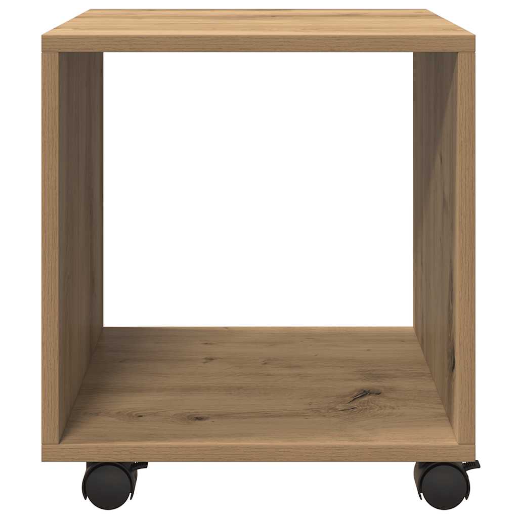 Mobiletto con Ruote Rovere Artigianale 37x33x42,5 cm Truciolato 853136