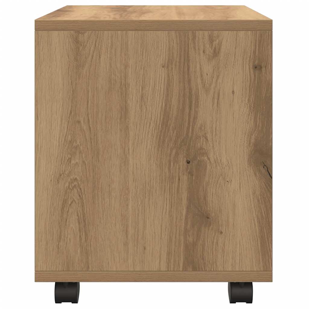 Mobiletto con Ruote Rovere Artigianale 37x33x42,5 cm Truciolato 853136