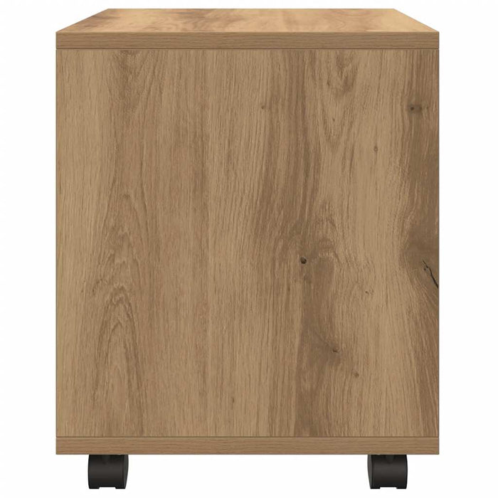 Mobiletto con Ruote Rovere Artigianale 37x33x42,5 cm Truciolato 853136