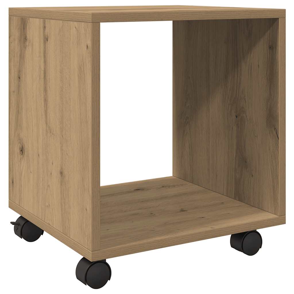 Mobiletto con Ruote Rovere Artigianale 37x33x42,5 cm Truciolato 853136