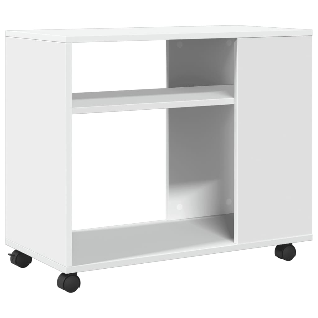 vidaXL Tavolino con Ruote Bianco 70x35x60 cm in Truciolato