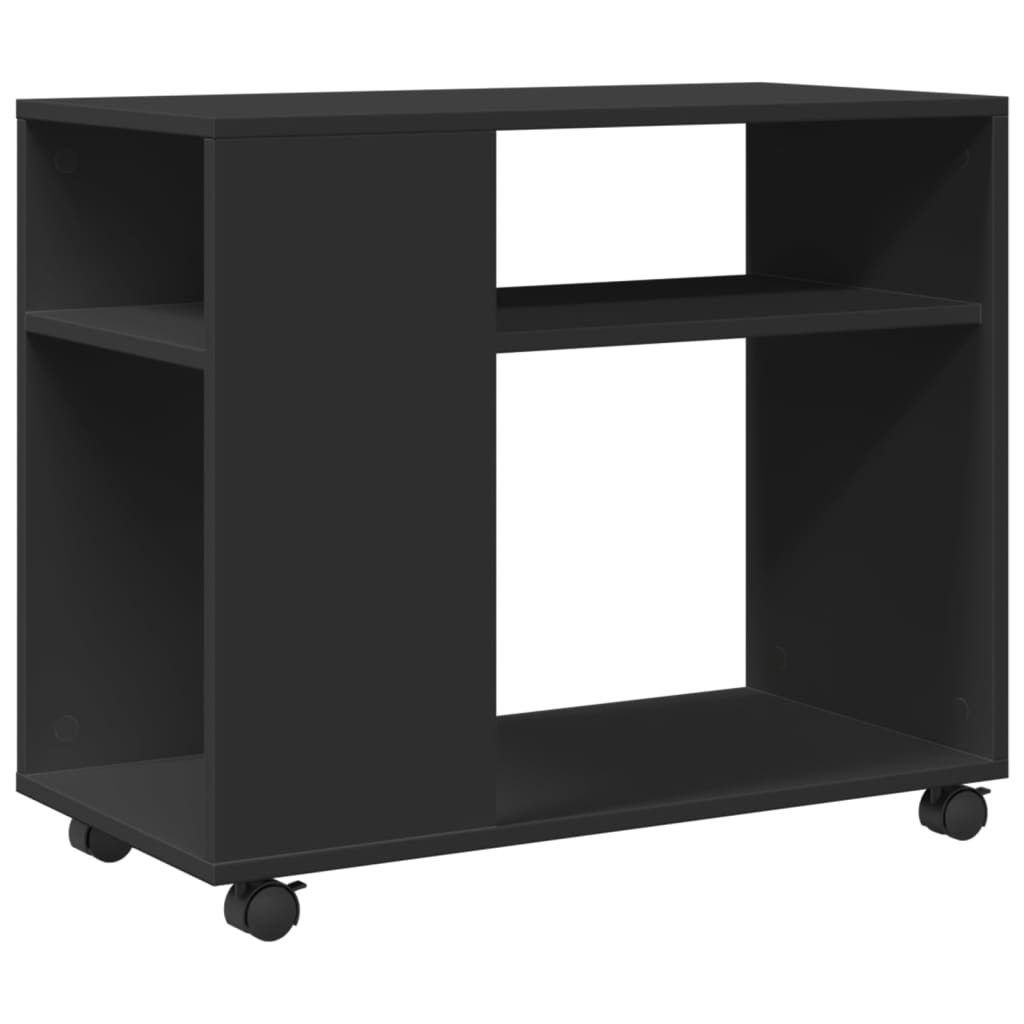 vidaXL Tavolino con Ruote Nero 70x35x60 cm in Legno Multistrato