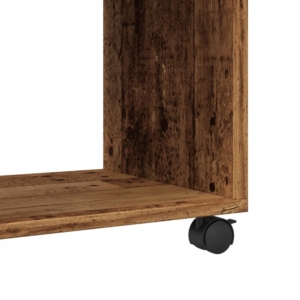 Tavolino con Ruote Legno Antico 70x35x60cm in Truciolato 853153