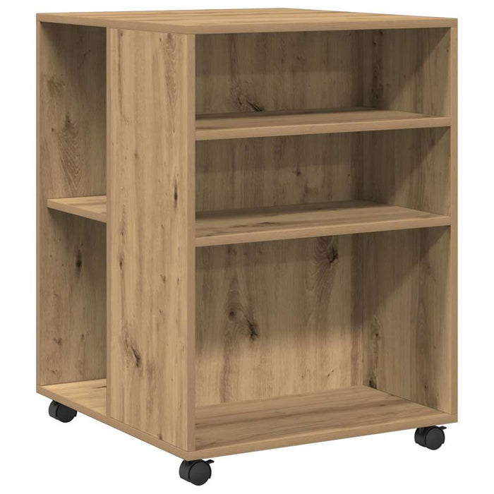 Tavolino con Ruote Rovere Artigianale 55x60x78 cm in Truciolato 853163