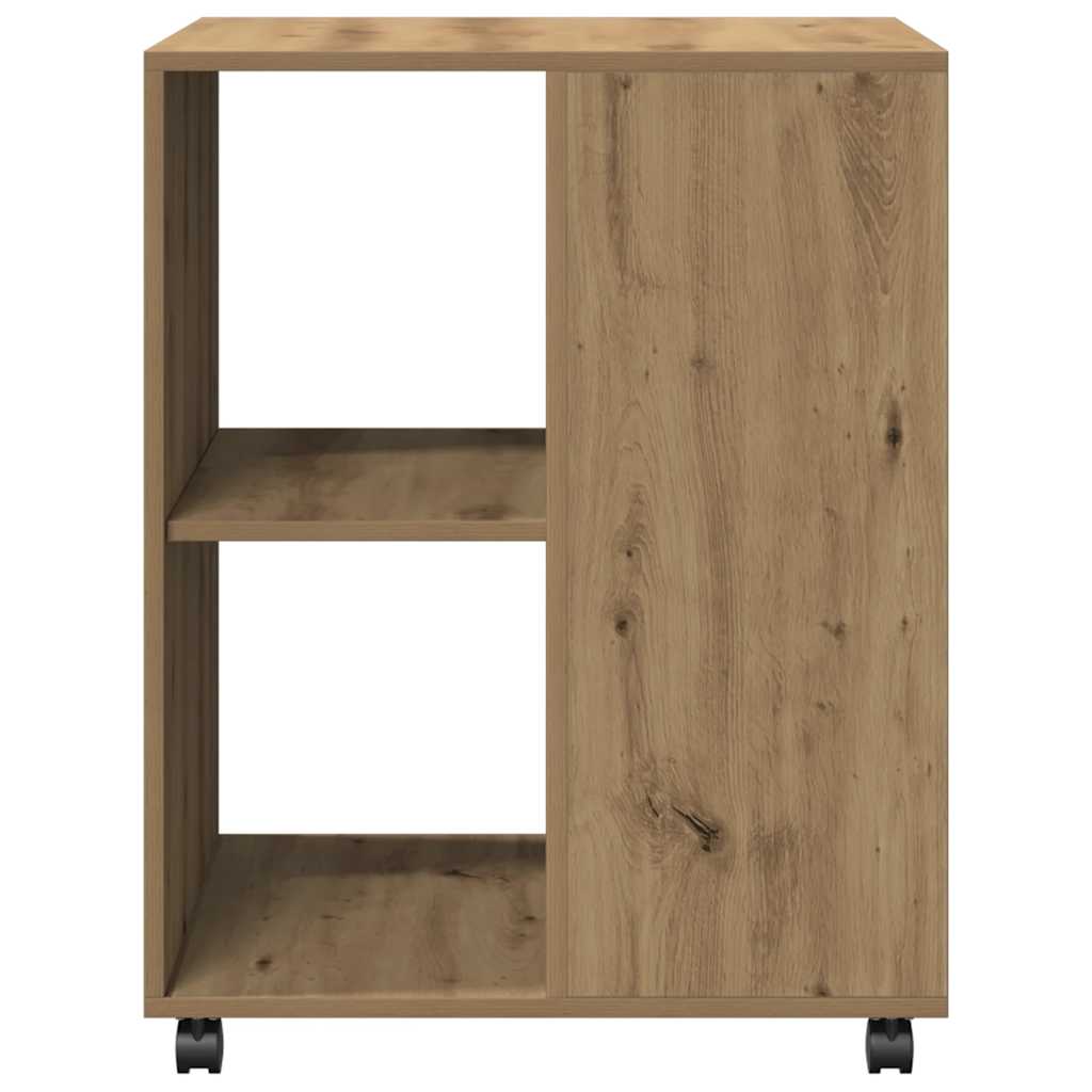 Tavolino con Ruote Rovere Artigianale 55x60x78 cm in Truciolato 853163