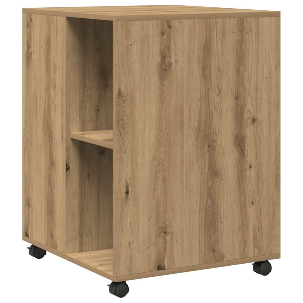 Tavolino con Ruote Rovere Artigianale 55x60x78 cm in Truciolato 853163