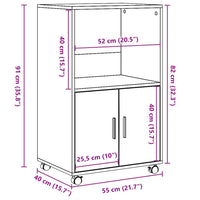 Mobile con Ruote Bianco 55x40x91 cm in Truciolato