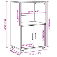 vidaXL Mobiletto con Ruote Rovere Sonoma 55x40x91 cm in Truciolato