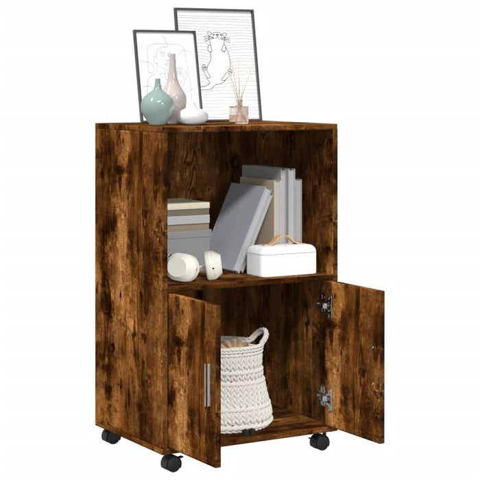 Mobiletto con Ruote Rovere Fumo 55x40x91 cm in Truciolato 853186