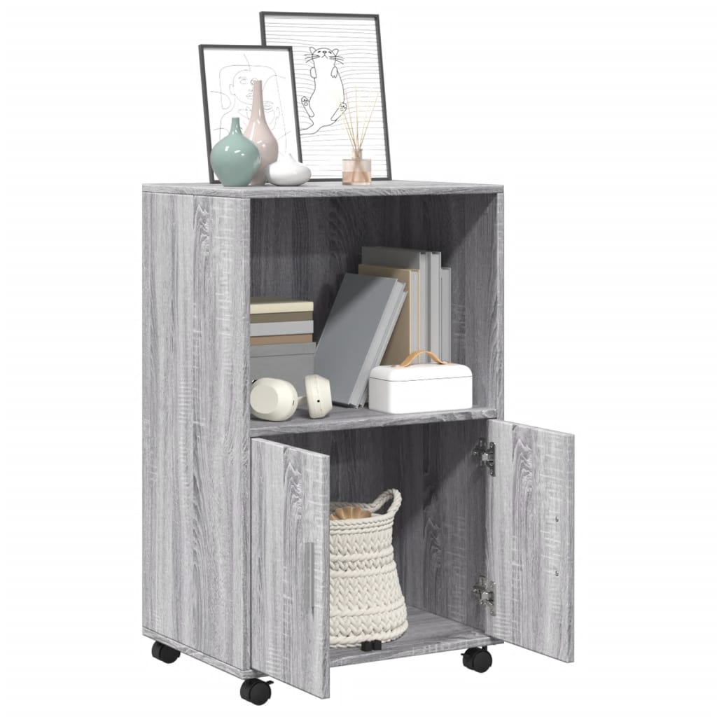 vidaXL Mobiletto con Ruote Grigio Sonoma 55x40x91cm in Truciolato