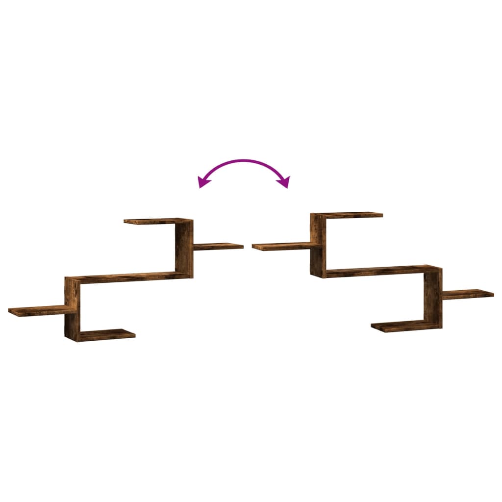 Scaffale a Muro Rovere Fumo 104x15x49 cm in Truciolato 853204