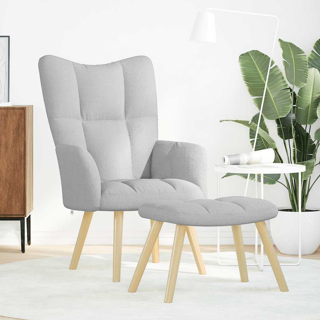 vidaXL Sedia Relax con Poggiapiedi Grigio Nuvola in Tessuto