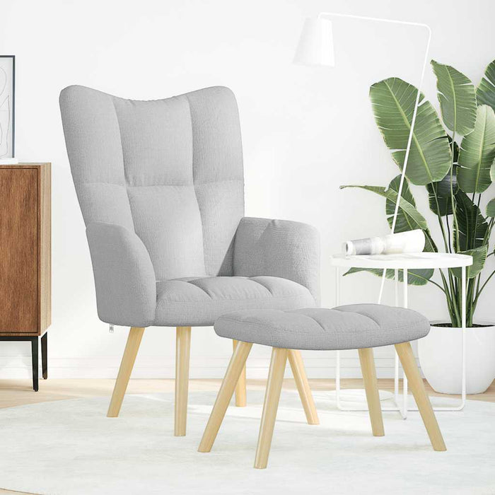 vidaXL Sedia Relax con Poggiapiedi Grigio Nuvola in Tessuto