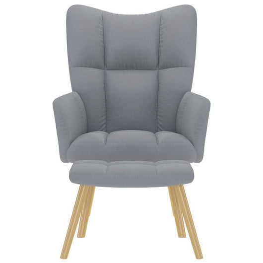 Poltrona Relax con Poggiapiedi Grigio Chiaro in Tessuto 4016778